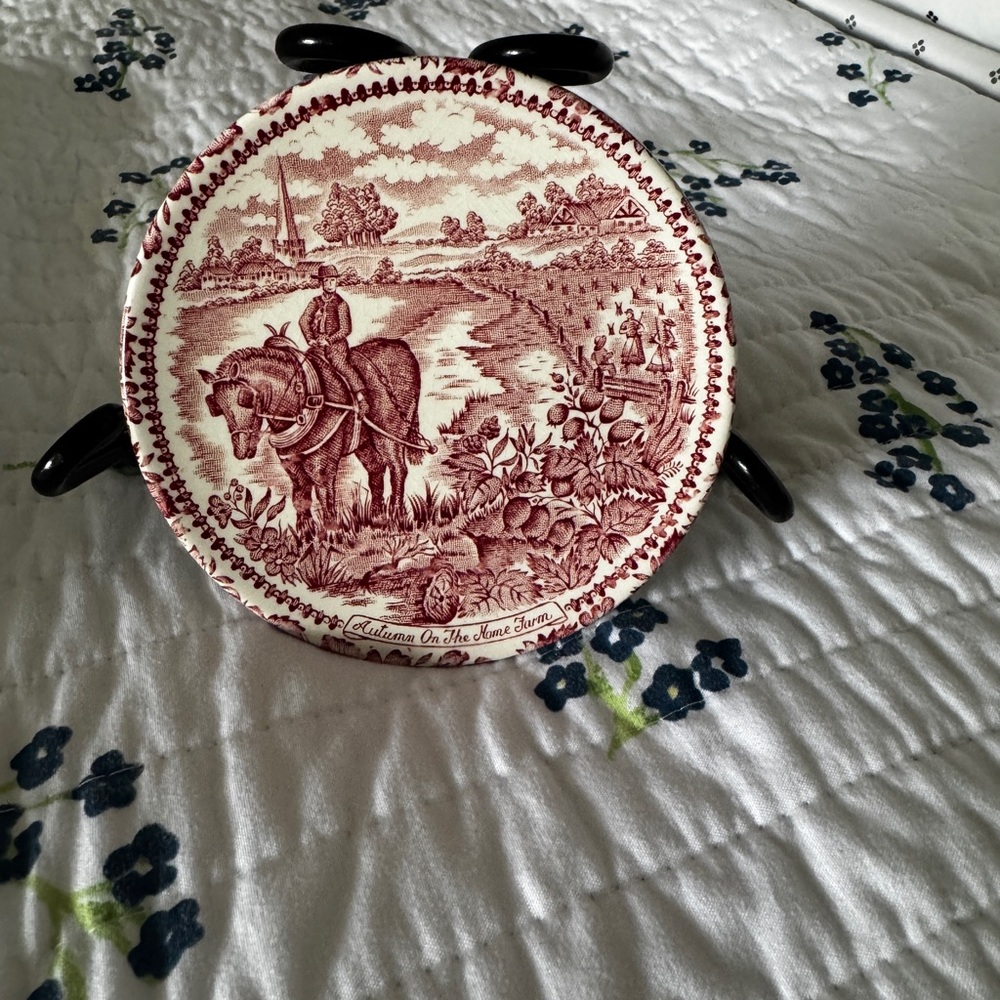 Vintage Red and White Decorative Plate